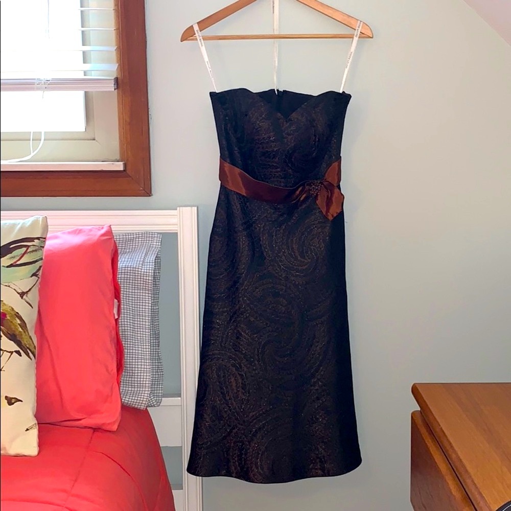 David’s Bridal black/copper A-line gown-Size 4
